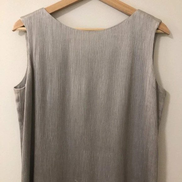 Vintage Silk Luxe Sunny Choi Silver Sheath Sleeveless Dress Ruffle Hem Size 10 - Picture 2 of 9